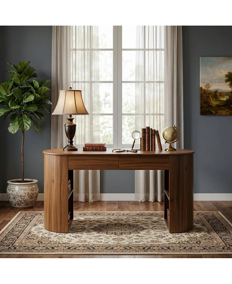 Streamdale Furniture Storage Writing Desk, Dark Walnut
