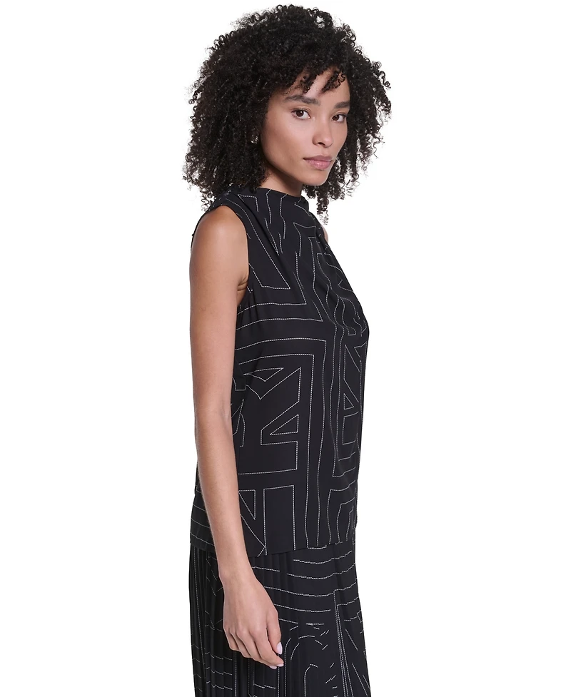 Karl Lagerfeld Paris Women's Sleeveless Cowl Neck Blouse