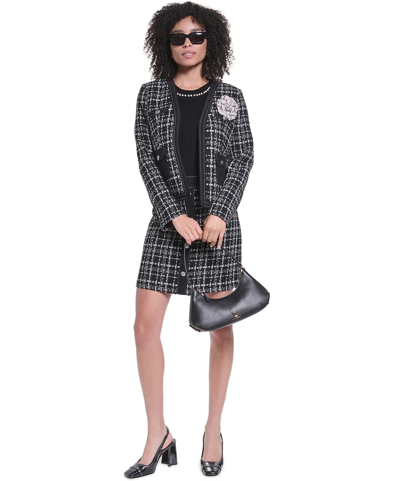 Karl Lagerfeld Paris Women's Cropped Open-Front Jacket
