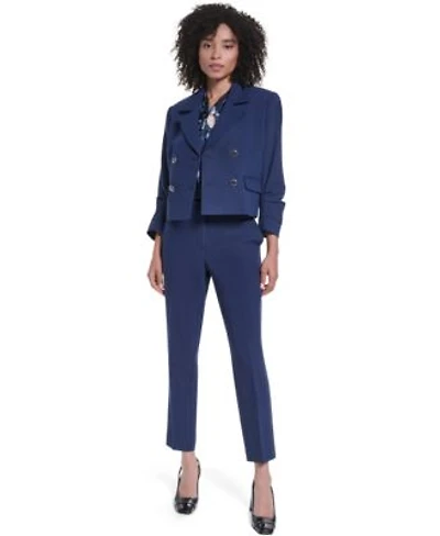 Karl Lagerfeld Paris Womens Cropped Two Button Blazer Long Sleeve Blouse Mid Rise Ankle Pants