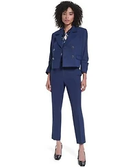 Karl Lagerfeld Paris Womens Cropped Two Button Blazer Long Sleeve Blouse Mid Rise Ankle Pants
