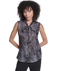 Karl Lagerfeld Paris Women's Sleeveless Mock-Neck Button-Front Blouse