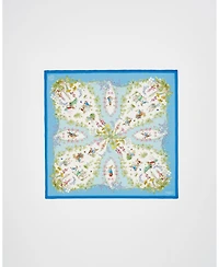 Fable England Peter Women's Rabbit Blue Narrative Silk Blend Square Scarf