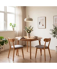 sumyeg Solid Oak Dining Chairs Set of 2, Ergonomic Wooden Chairs with Curved Backrest