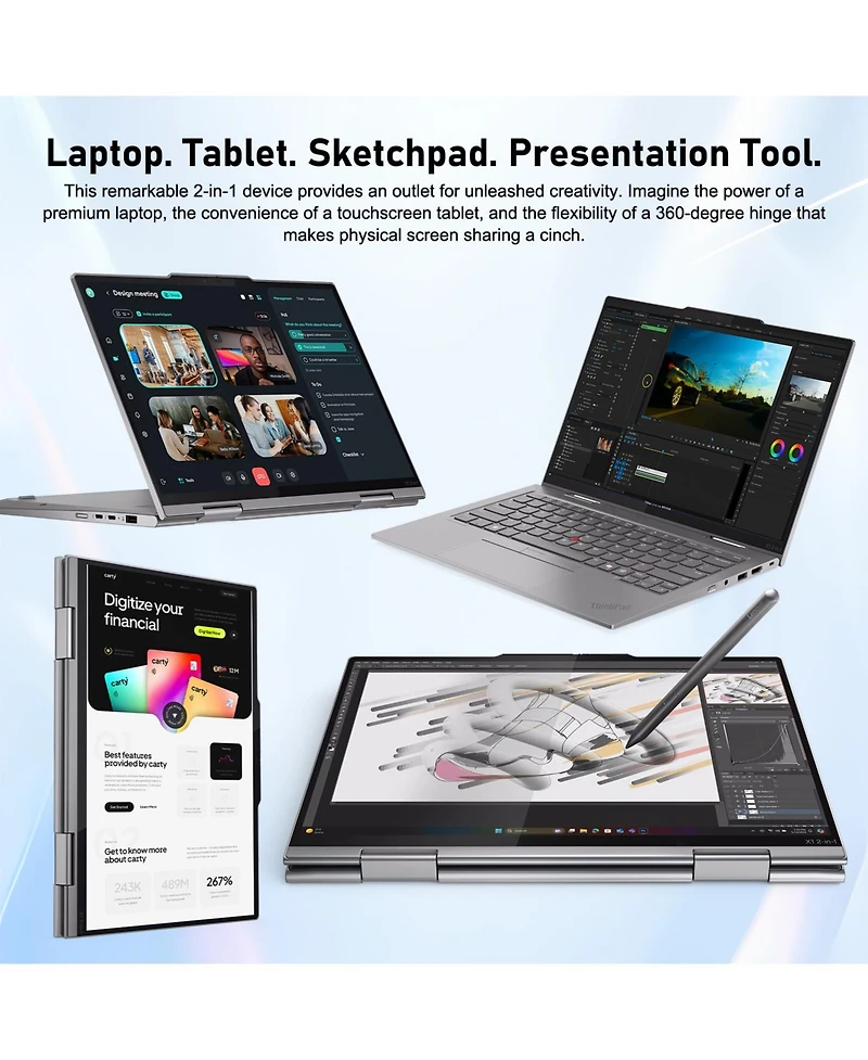 Lenovo ThinkPad X1 14" Fhd Touch Business 2-in-1 Ai Laptop, Intel Core Ultra 7 258V, 32GB Ram, 2TB Ssd, Wi-Fi 7, Win11 Pro