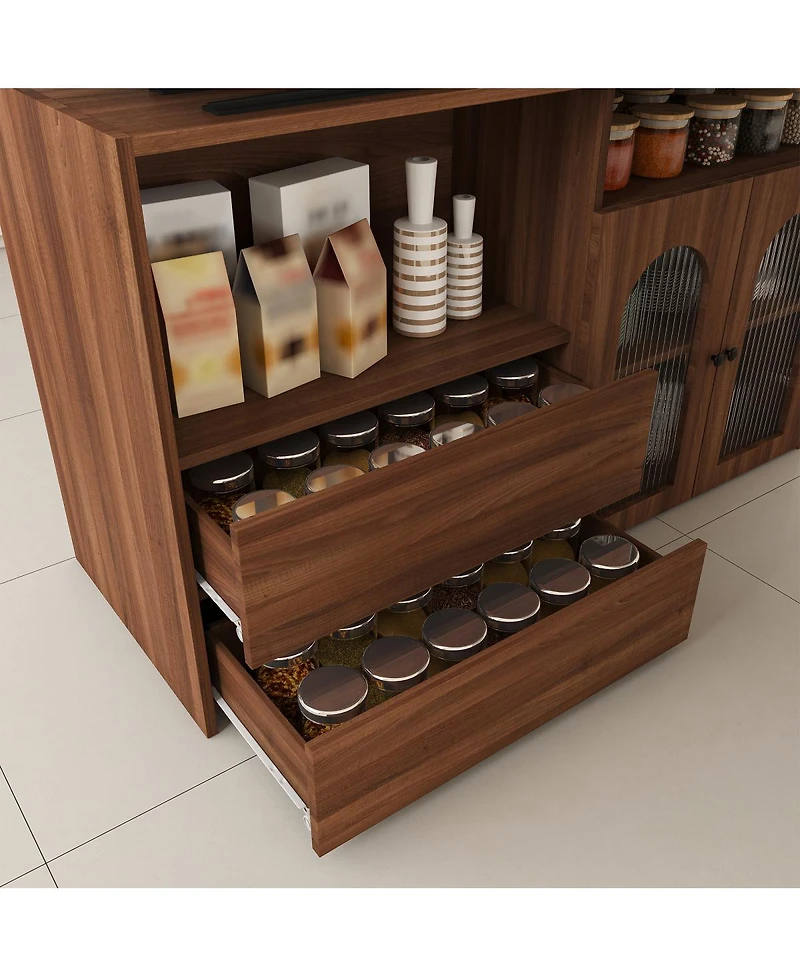 Streamdale Furniture Rotating Kitchen Island with Extendable Table and Storage