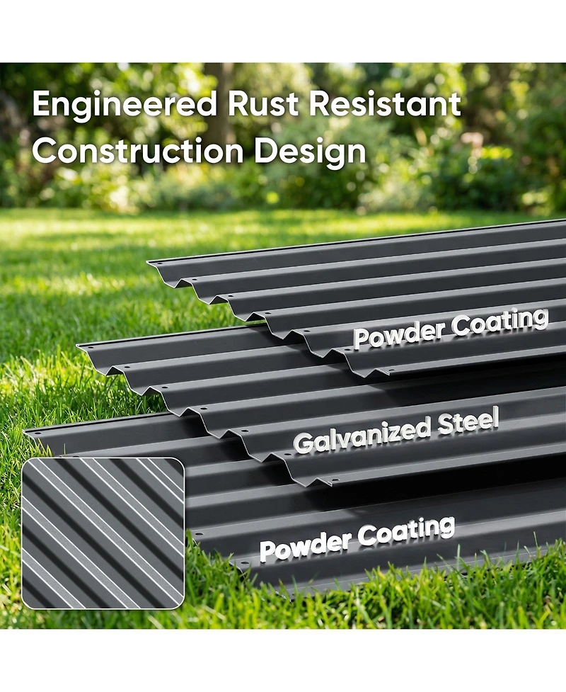Pocassy 6x3x2feet Outdoor Metal Raised Garden Bed, Large Outdoor Planters Garden for Vegetables Flowers Herbs
