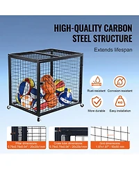 Vevor Rolling Sports Ball Storage Cart Garages Sports Equipment Organizer Steel