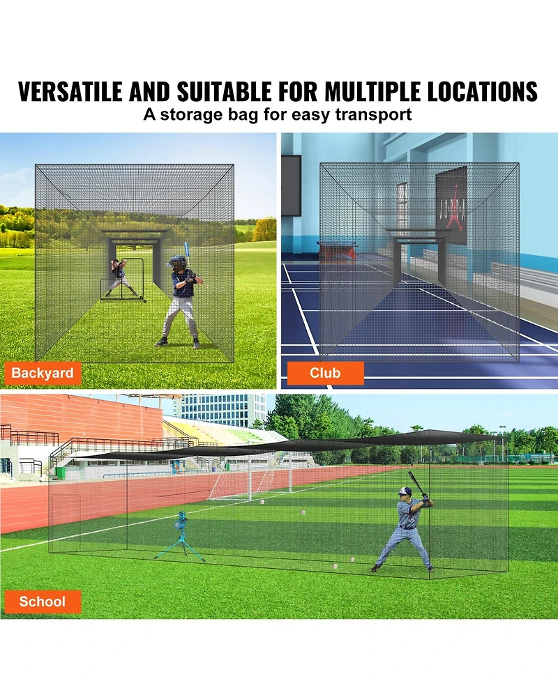Vevor 55FT Softball Baseball Cage Netting Heavy Duty Pe Pitching Batting Net
