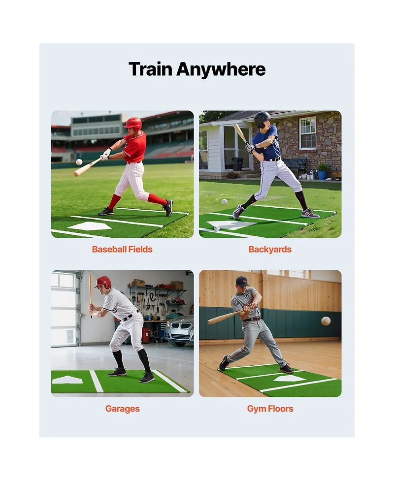 Vevor 10x3.8 ft Baseball Softball Hitting Batting Mat Indoor Outdoor Training