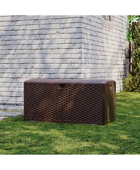 GarveeLife 99 Gallon Outdoor Resin Deck Box, 50 Inch Weatherproof Storage Bench with Hydraulic Lift and Lock for Patio or Garden