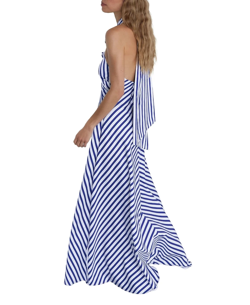 Reiss Women's Luna Striped Halterneck Ruffle Maxi Dress