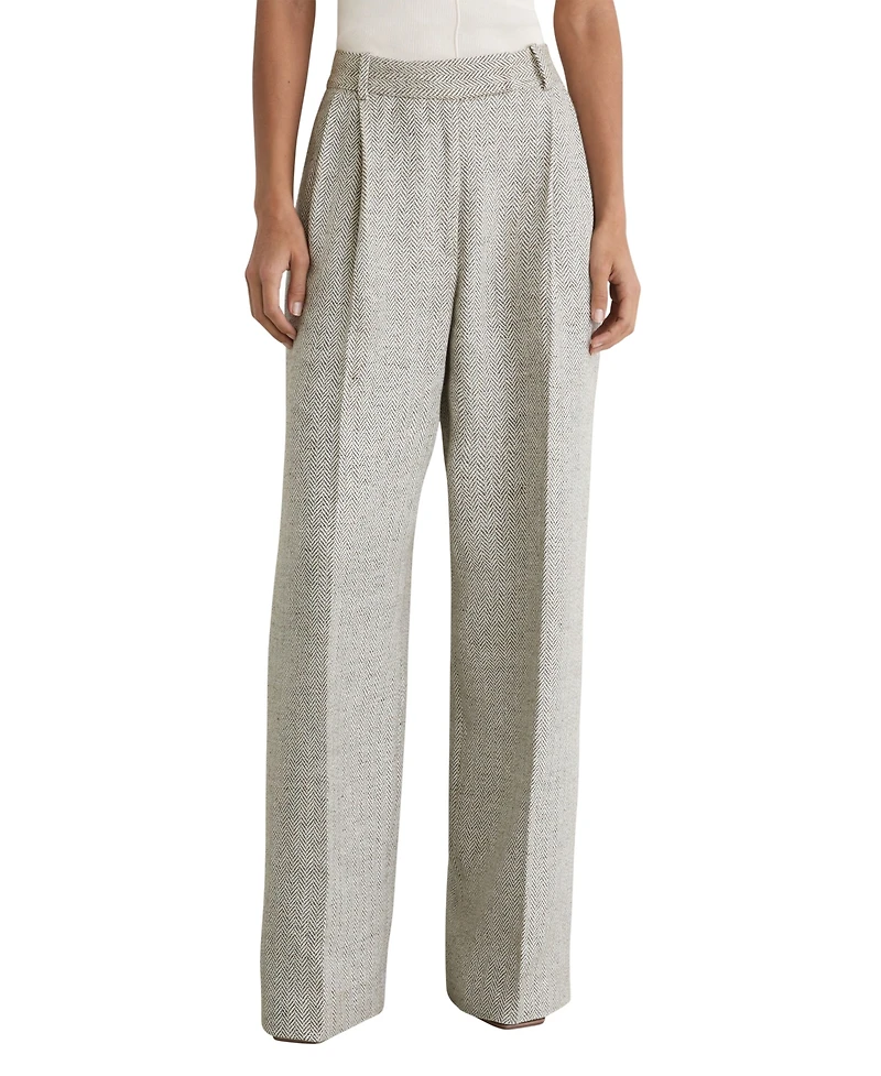 Reiss Petite Ezra Herringbone Straight-Leg Suit Pants