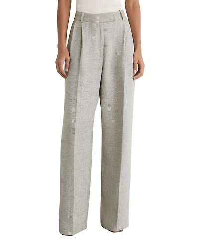 Reiss Petite Ezra Herringbone Straight-Leg Suit Pants