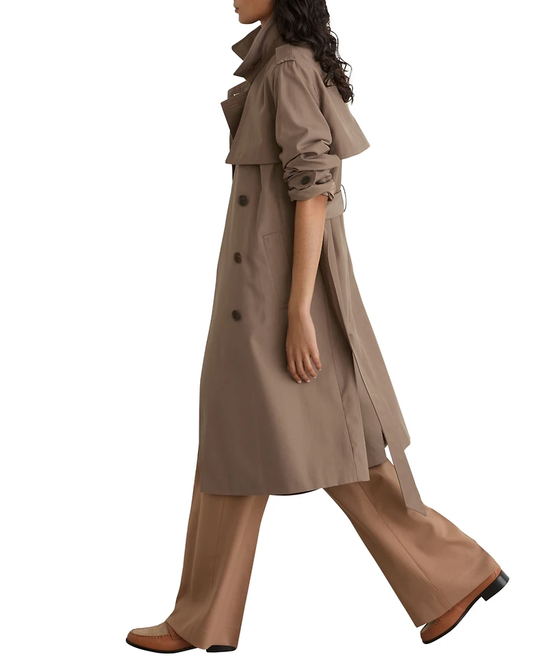 Reiss Women's Azura Double-Breasted Hooded Gabardine Trench Coat