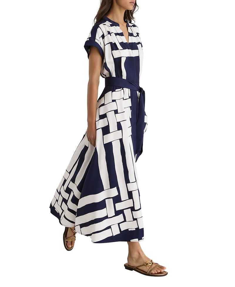 Reiss Women's Samira A-Line Short-Sleeve Scarf-Print Midi Dress