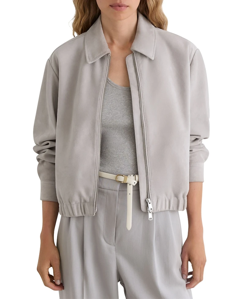 Reiss Women's Lottie Cropped Bomber Jacket
