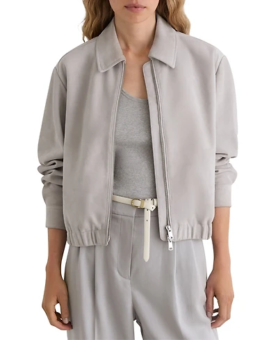 Reiss Women's Lottie Cropped Bomber Jacket