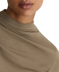 Reiss Women's Tulia Cotton-Blend High-Neck Draped Top