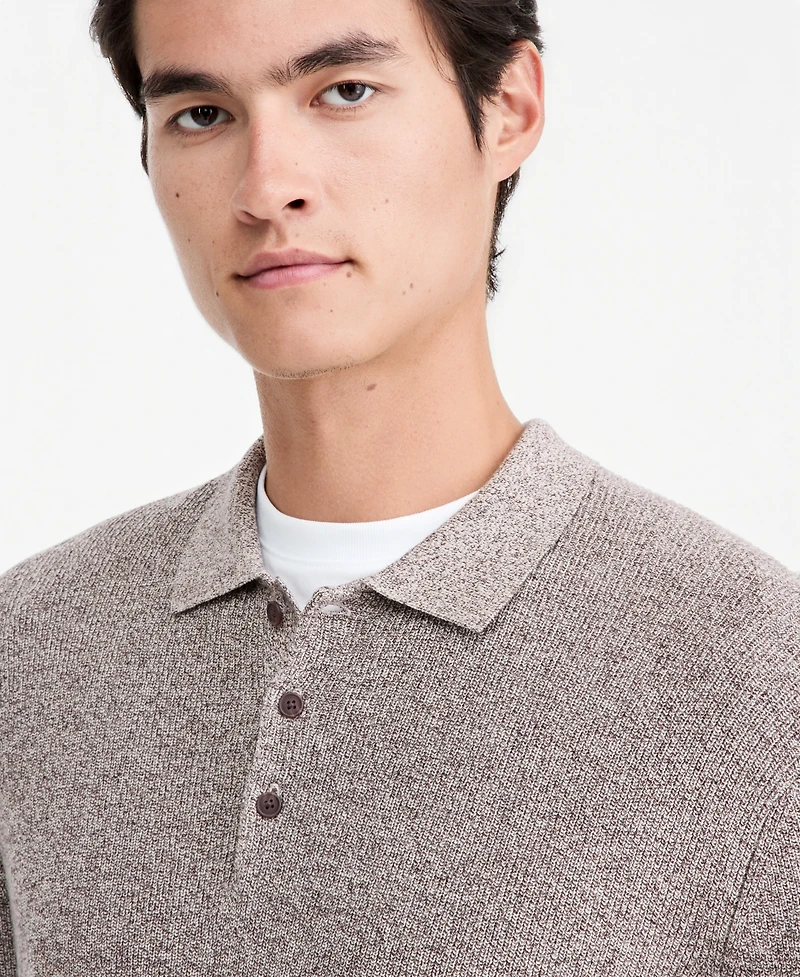 Alfani Men's Polo Long-Sleeve Regular-Fit Fully-Fashioned-Sleeve Sweater, Macy's Exclusive