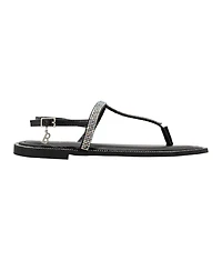 bebe Women s Rhinestone T-Strap Sandals - Flat Thong with Ankle Strap