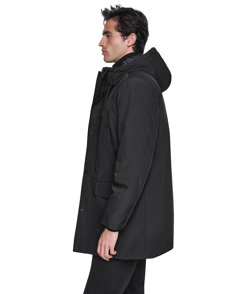 Dkny Men's Heavyweight Signature Parka with Attached Hood Jacket