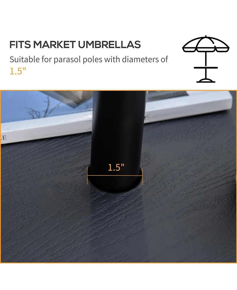 Outsunny 20" Umbrella Table Tray, Easy to Install Table-Top, Round Portable for Swimming Pool, Beach, Patio, Deck, Garden, Black