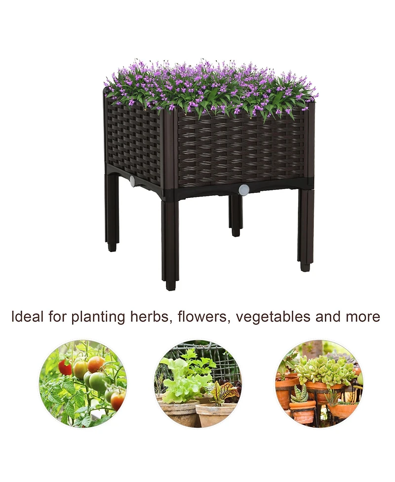 Outsunny Raised Flower Bed Vegetable Herb Planter Lightweight