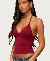 Edikted Women's Noriah V Neck Halter Top