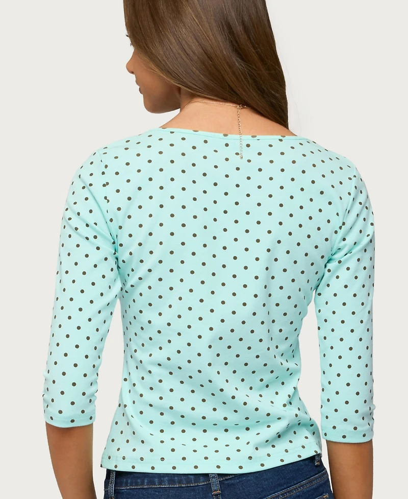 Edikted Women's Lela Polka Dot Quarter Sleeve Top