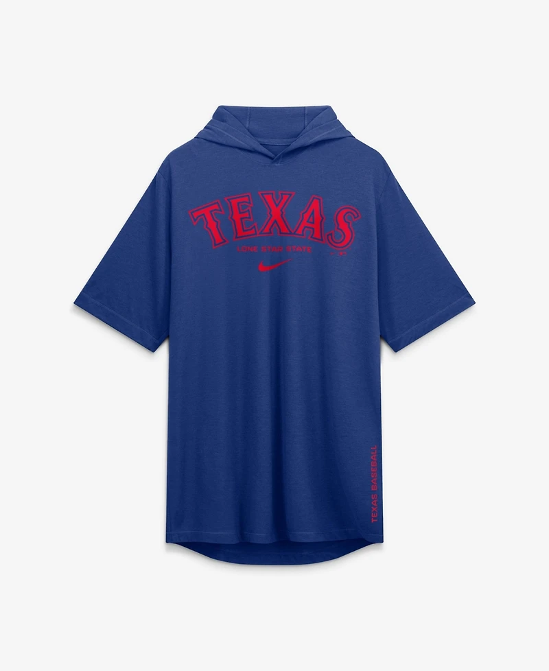 Nike Men's Royal Texas Rangers Arched Wordmark Tri-Blend Hooded T-Shirt