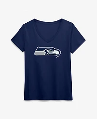 Logo Athletic Women's College Navy Seattle Seahawks Primary V-Neck T-Shirt