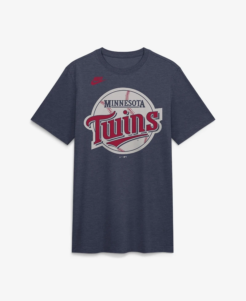 Nike Men's Heather Navy Minnesota Twins Cooperstown Logo Tri-Blend T-Shirt