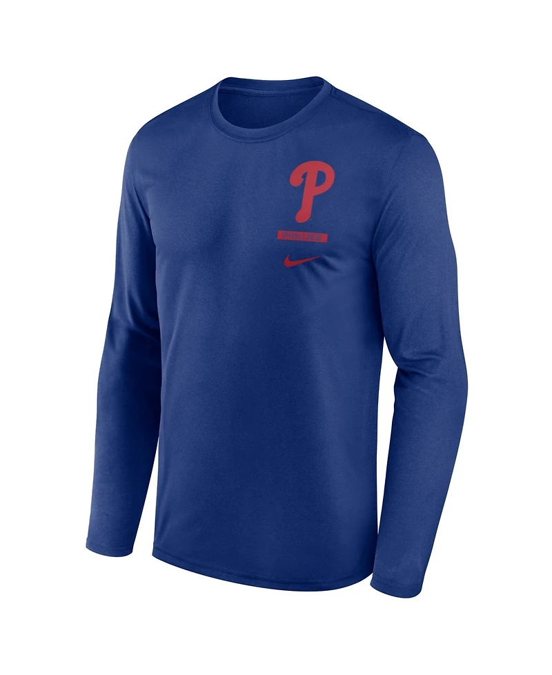 Nike Men's Royal Philadelphia Phillies 2-Hit Legend Dri-fit Long Sleeve T-Shirt