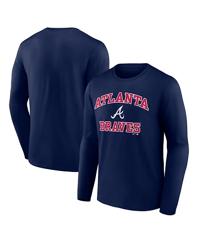 Logo Athletic Men's Navy Atlanta Braves Heart Soul Long Sleeve T-Shirt
