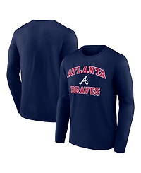 Logo Athletic Men's Navy Atlanta Braves Heart Soul Long Sleeve T-Shirt