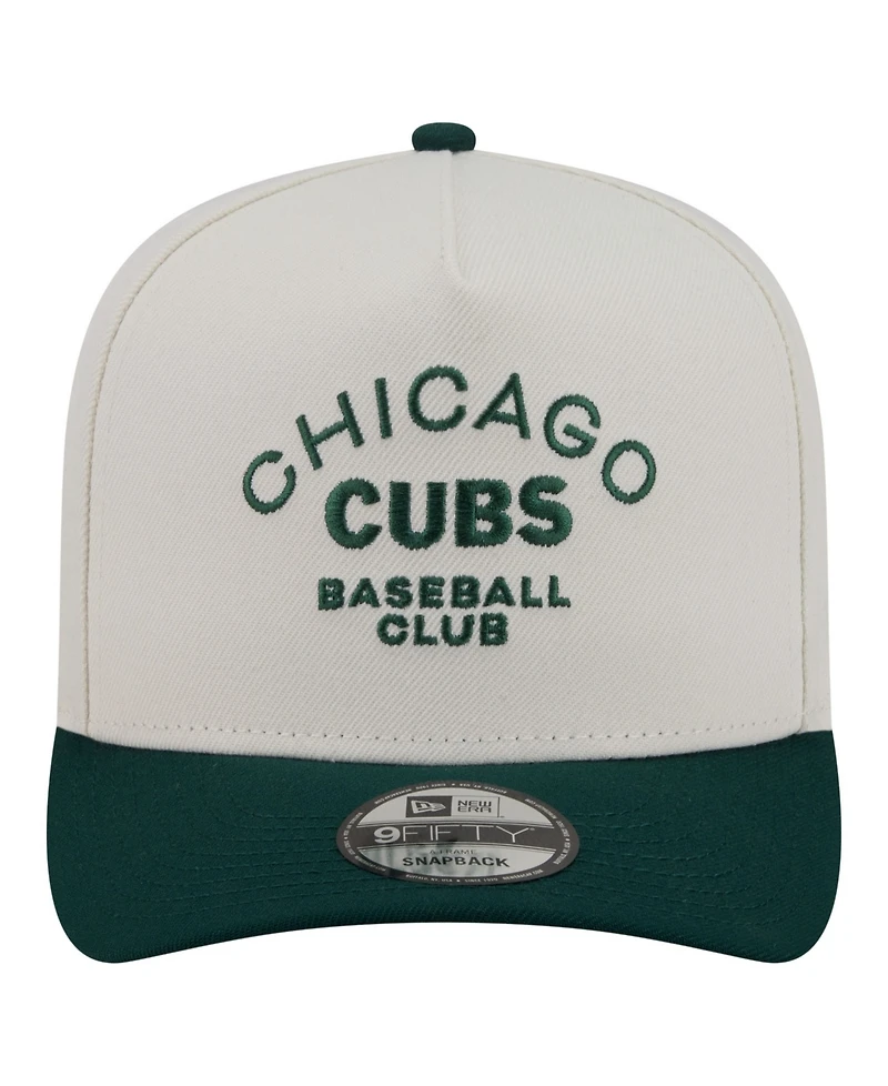 New Era Men's Cream/Dark Green Chicago Cubs Chrome A-Frame 9FIFTY Snapback Hat