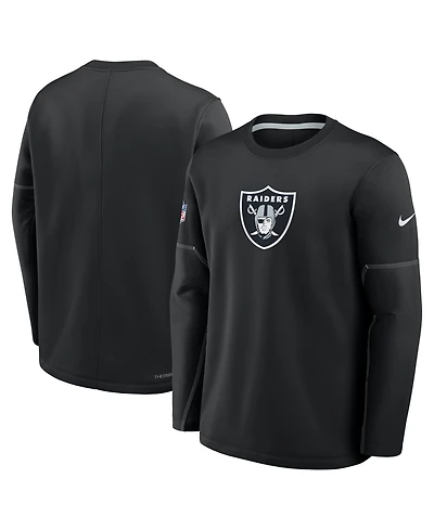 Nike Men's Black Las Vegas Raiders Sideline Coaches Midweight Therma-fit Sweatshirt