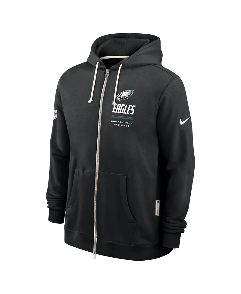 Nike Men's Black Philadelphia Eagles Sideline Standard Issue Dri-fit Full-Zip Hoodie