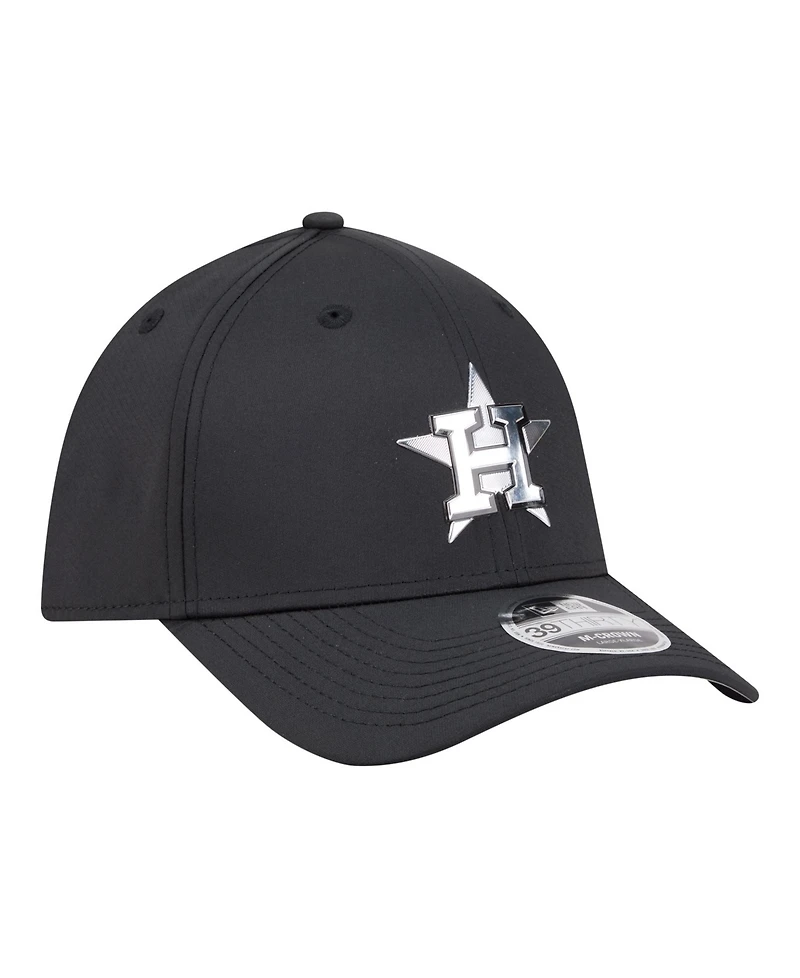 New Era Men's Black Houston Astros Metallic 39THIRTY M-Crown Flex Hat