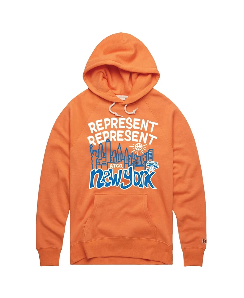 Homage X A Tribe Called Quest Men's and Women's Orange New York Knicks Represent Tri-Blend Hoodie