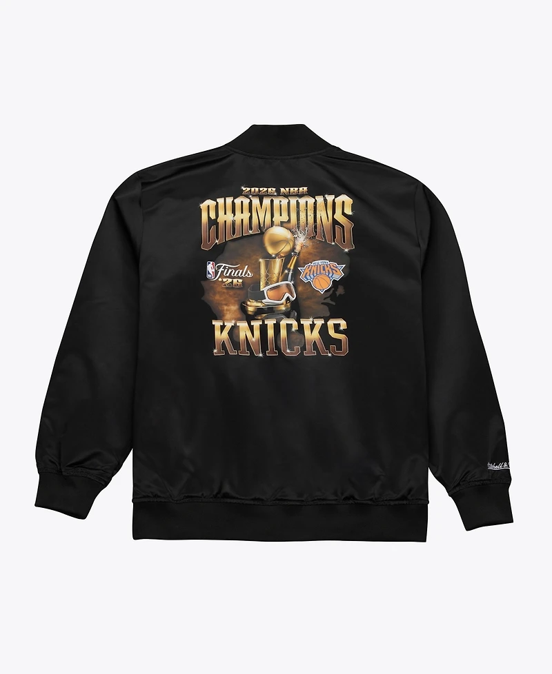 Mitchell & Ness Men's Black New York Knicks 2026 Nba Finals Champions Satin Full-Snap Jacket