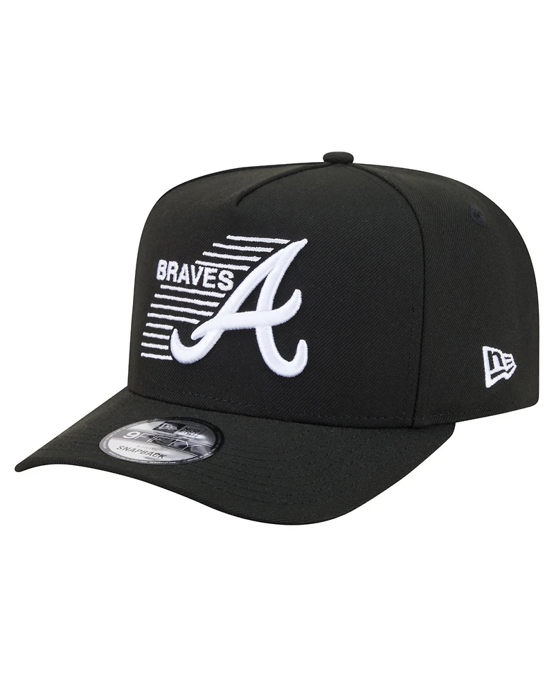 New Era Men's Black Atlanta Braves Motion A-Frame 9FIFTY Snapback Hat