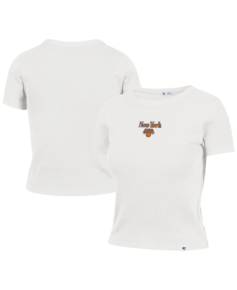 '47 Brand Women's Sand New York Knicks Straight Cut Baby Rib T-Shirt