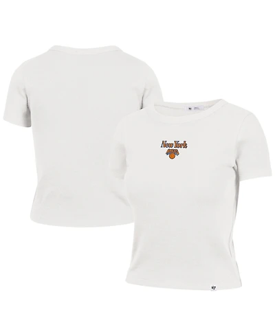 '47 Brand Women's Sand New York Knicks Straight Cut Baby Rib T-Shirt