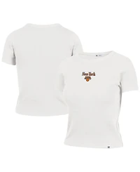 '47 Brand Women's Sand New York Knicks Straight Cut Baby Rib T-Shirt