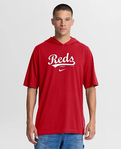 Nike Men's Red Cincinnati Reds Arched Wordmark Tri-Blend Hooded T-Shirt