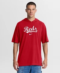 Nike Men's Red Cincinnati Reds Arched Wordmark Tri-Blend Hooded T-Shirt