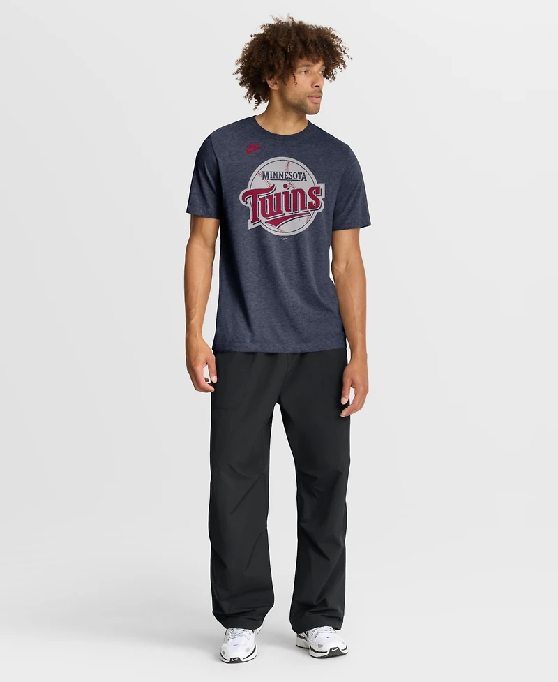 Nike Men's Heather Navy Minnesota Twins Cooperstown Logo Tri-Blend T-Shirt