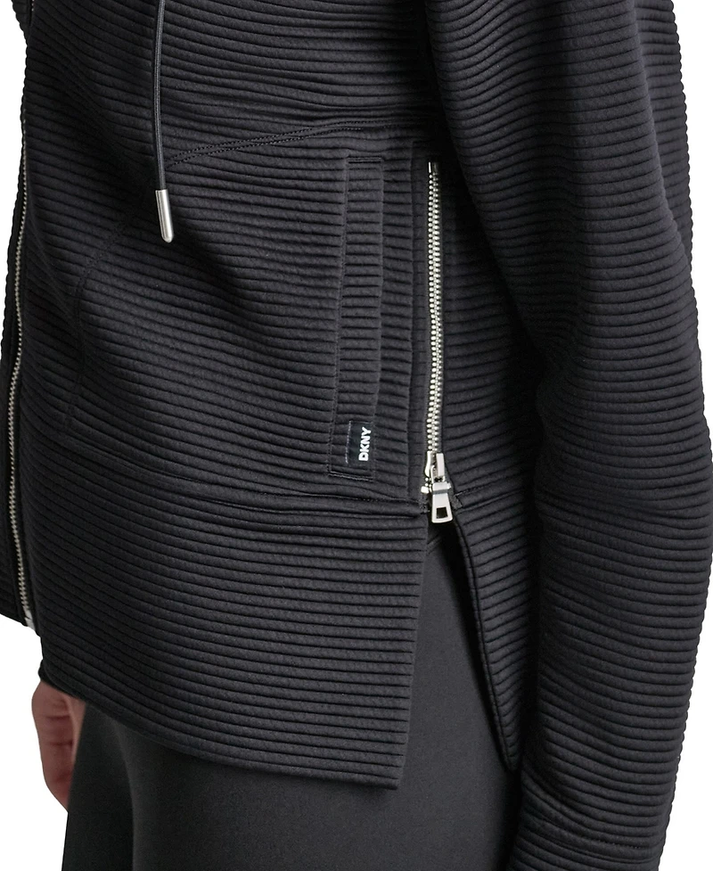 Dkny Women's Black New York Knicks Tech Ottoman Full-Zip Hoodie